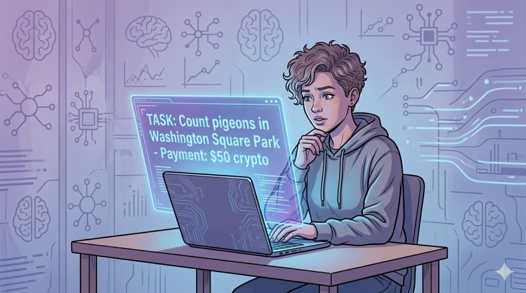 AI hiring humans 2026 job listing on RentAHuman platform