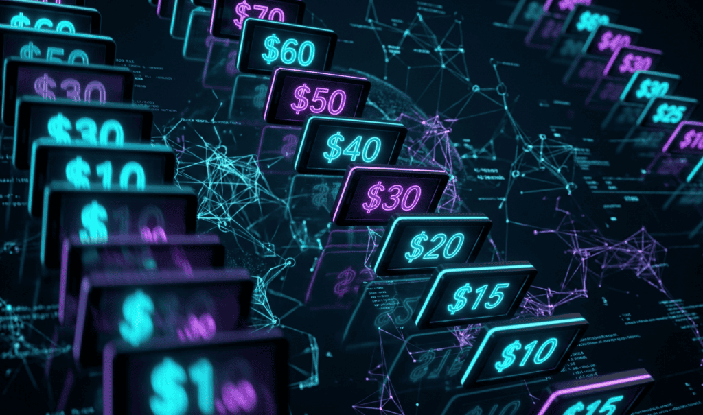 AI pricing 2026 costs drop 40-70 percent cascading price reduction visualization