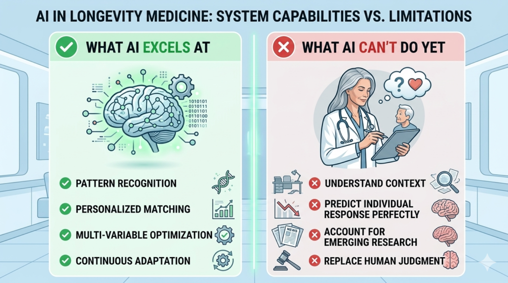 AI longevity system capabilities and limitations comparison
