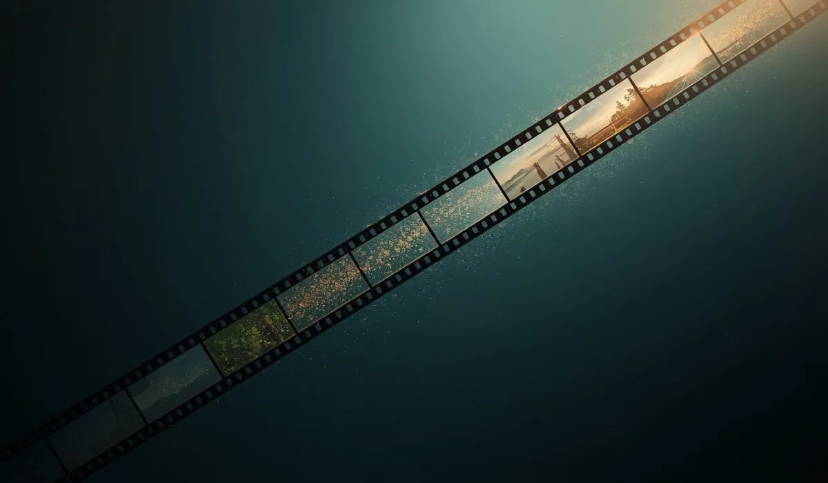 Best AI tools for video editing 2026 concept showing film strip transforming from raw footage into polished vibrant video, symbolizing how AI editing refines content