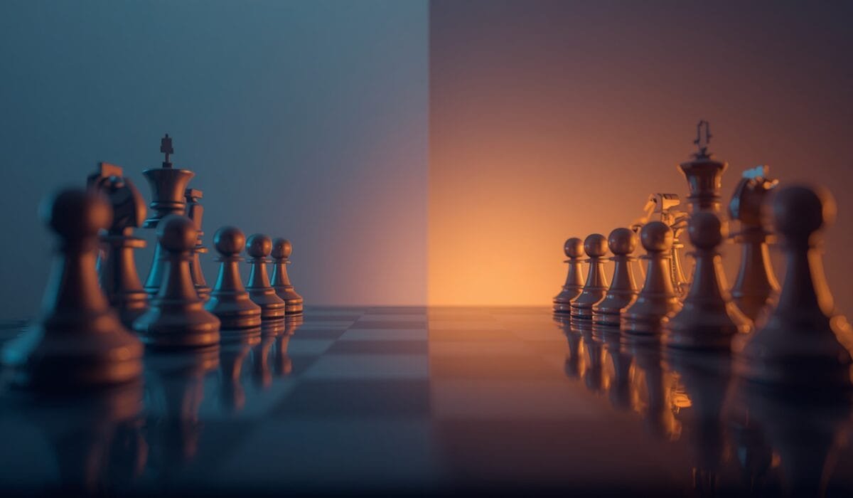 Jobs that will survive AI automation 2026 concept showing wooden chess pieces standing firm against robotic pieces, symbolizing human roles that remain resilient as AI advances