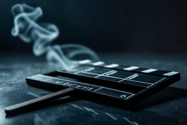 Sora AI shutdown concept showing a still, fallen film clapperboard in dramatic shadow, symbolizing the end of OpenAI's Sora video generation platform in 2026