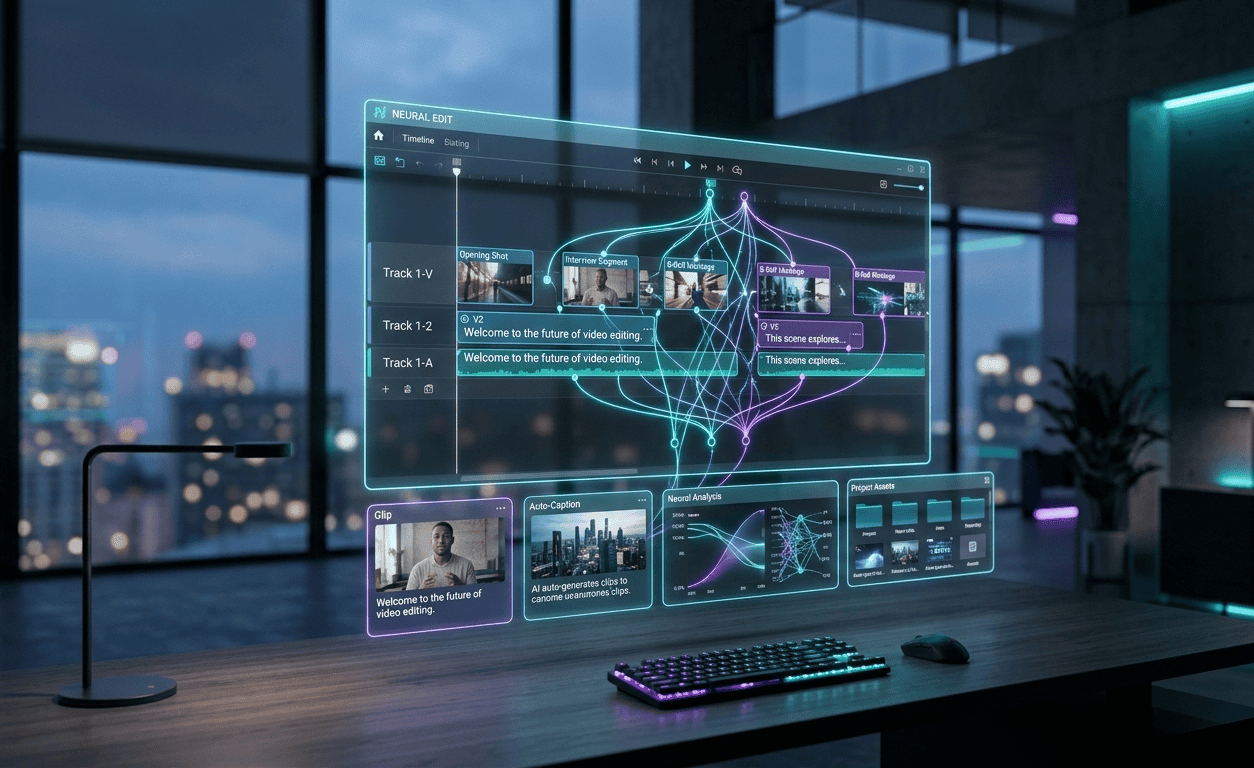 best AI tools for video editing 2026 futuristic holographic interface AI technology