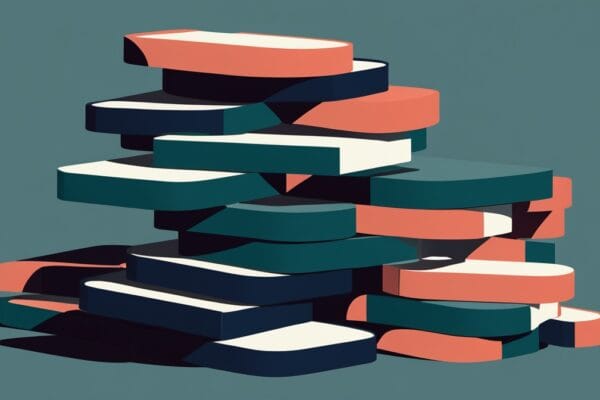 AI subscription stack cost 2026 illustrated as a growing pile of overlapping subscription cards, representing how AI tools stack up into hidden monthly spend