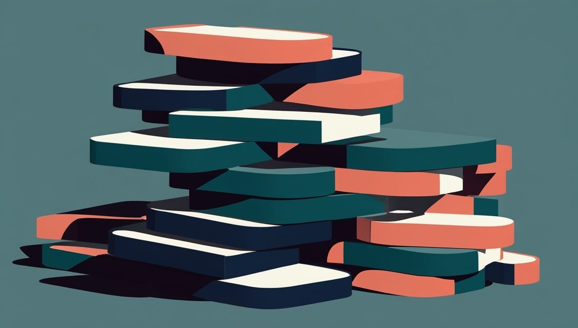 AI subscription stack cost 2026 illustrated as a growing pile of overlapping subscription cards, representing how AI tools stack up into hidden monthly spend