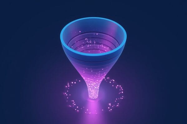 AI sales automation 2026 pipeline funnel showing leads flowing through automated qualification stages with AI processing rings