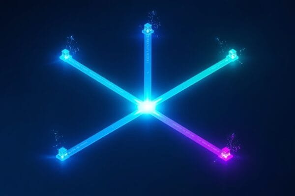 Automate AI workflows without ClawBot concept showing five distinct glowing pathways branching from one point, representing no-code, Python, self-hosted, serverless, and spreadsheet automation methods