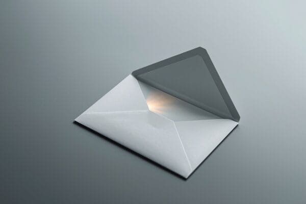 Gmail AI upgrade 2026 concept shown as a paper envelope with a soft glow of light emanating from it, representing AI intelligence built into email