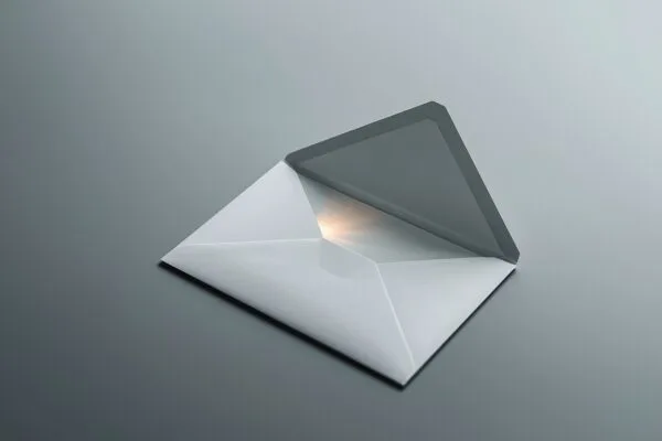 Gmail AI upgrade 2026 concept shown as a paper envelope with a soft glow of light emanating from it, representing AI intelligence built into email