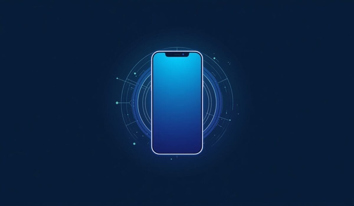 Samsung Galaxy S26 AI features illustrated as an abstract phone silhouette surrounded by a subtle neural network, signal rings, and data particles, representing on-device artificial intelligence