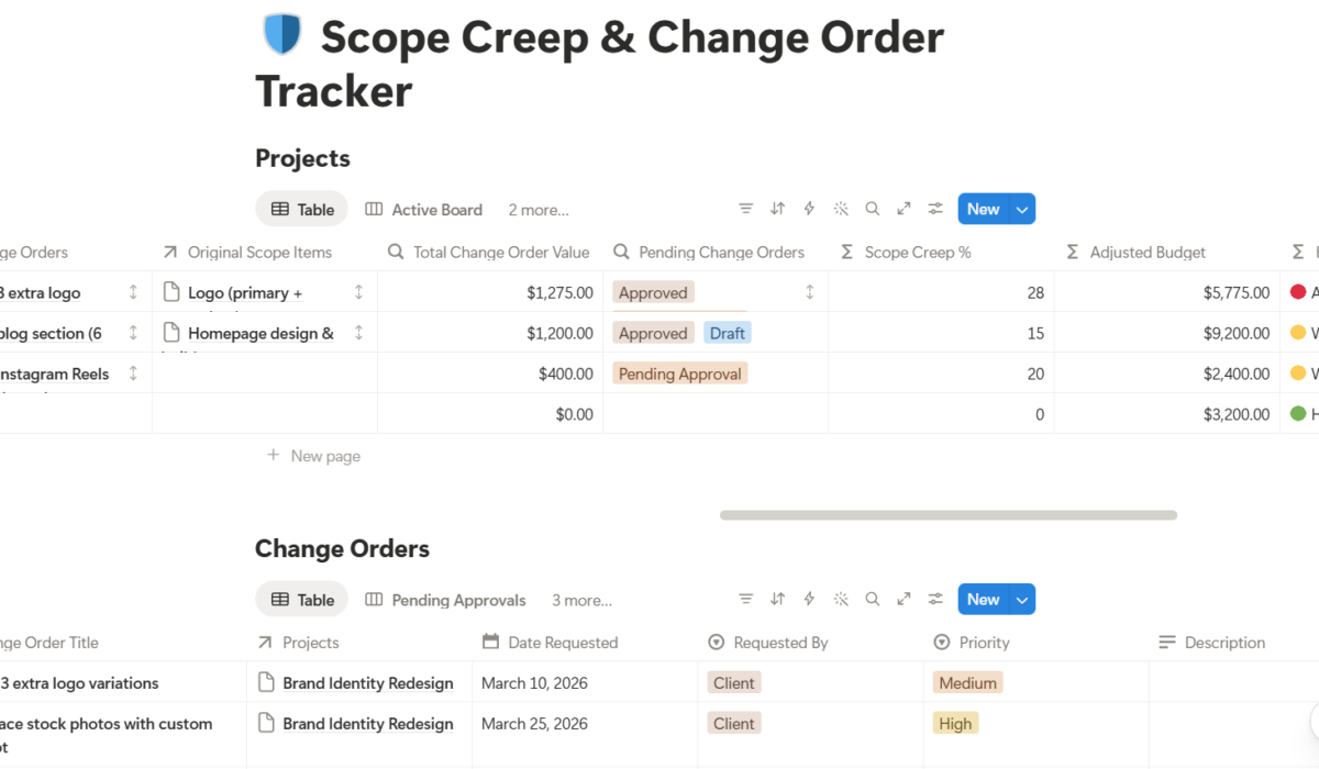 Scope Creep Tracker Screenshot