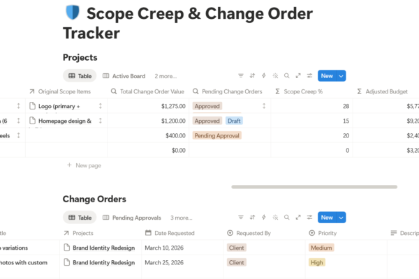 Scope Creep Tracker Screenshot
