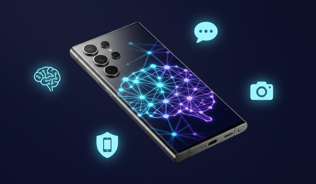 Samsung Galaxy S26 AI features 2026 showing the new Galaxy AI interface with Now Nudge and Gemini Agents