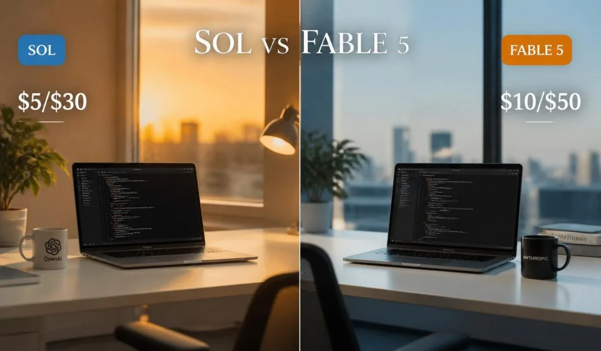 GPT-5.6 Sol vs Claude Fable 5 comparison showing OpenAI and Anthropic's frontier AI models with pricing and availability differences in July 2026