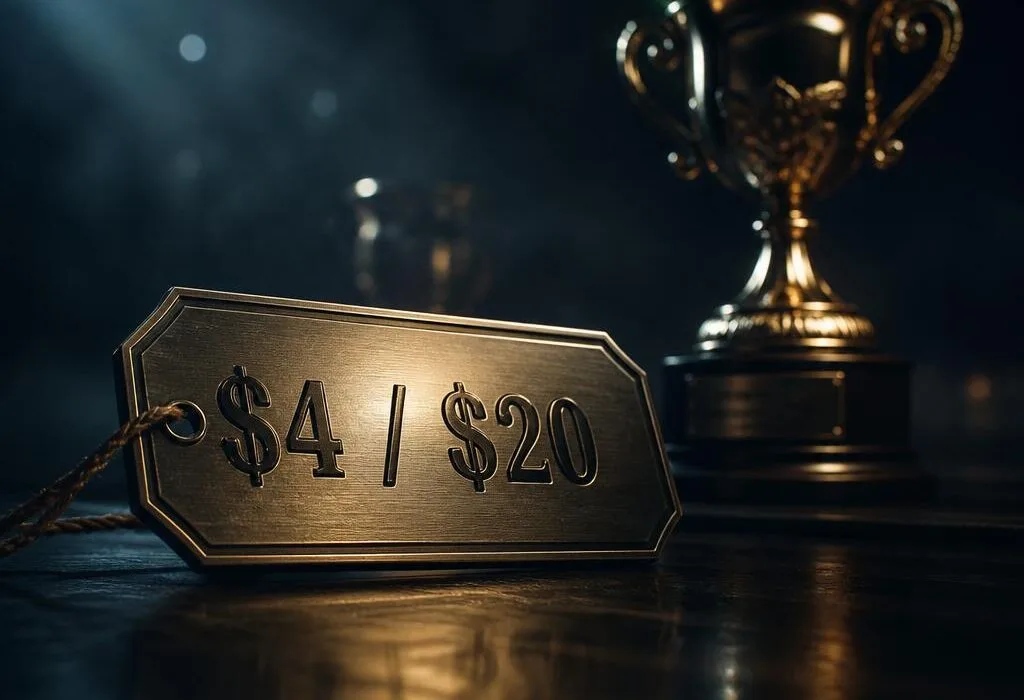 Claude Opus 5.5 pricing shown on a brass price tag beside a trophy, symbolizing top performance at a lower cost