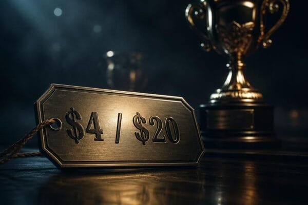 Claude Opus 5.5 pricing shown on a brass price tag beside a trophy, symbolizing top performance at a lower cost